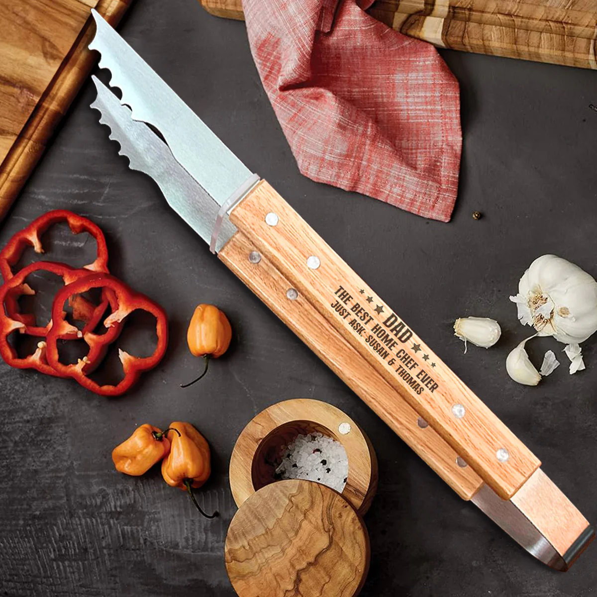 Dad The Best Home Chef Ever - Personalized BBQ Spatula Or Tool set - Image 4
