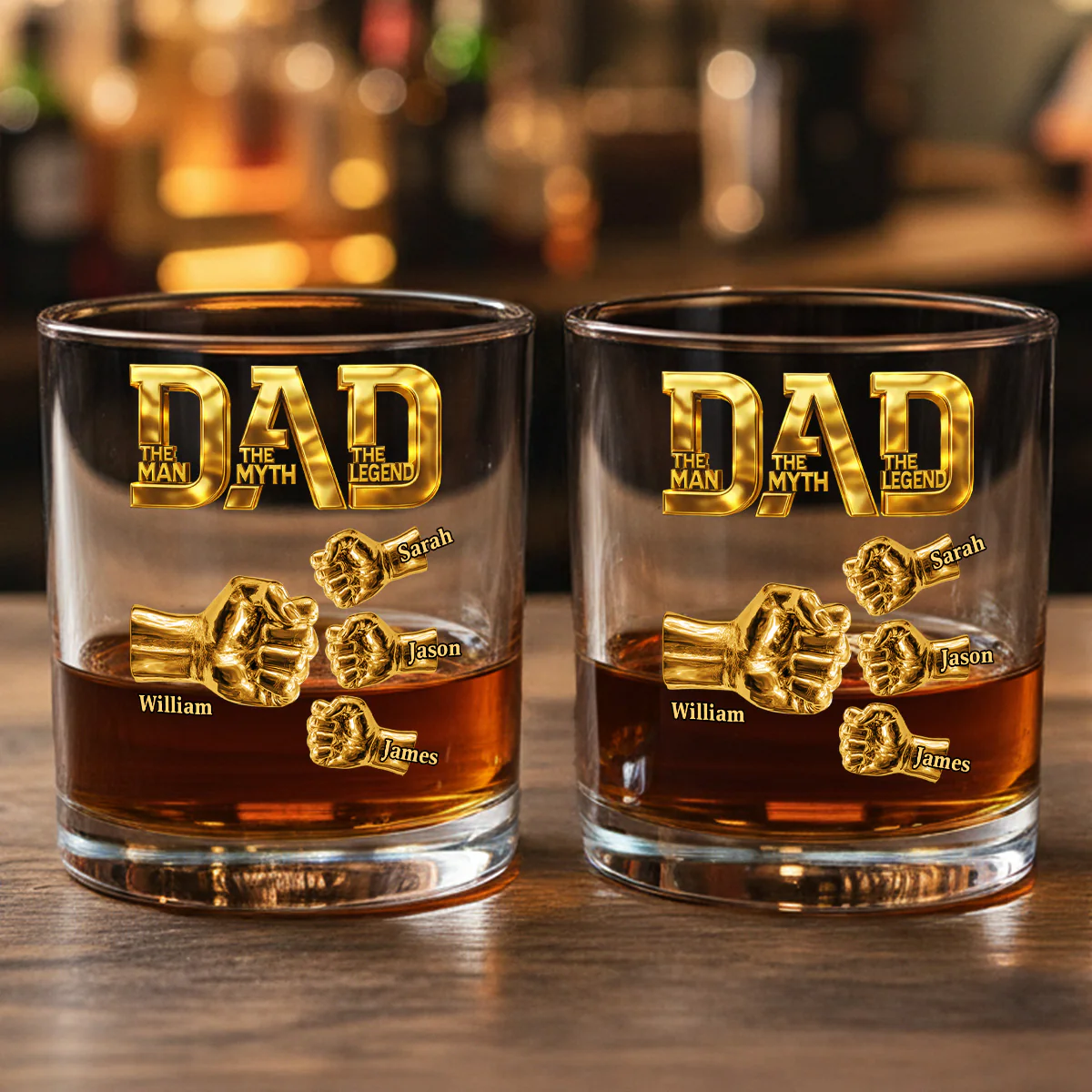Dad The Man The Myth The Legend - Personalized Round Whiskey Glass - Image 6