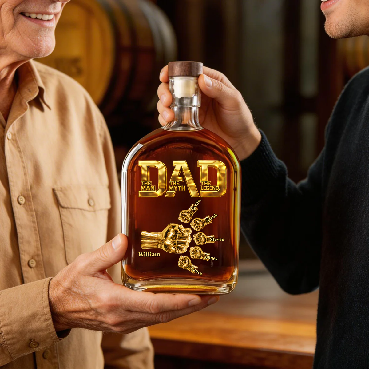 Dad The Man The Myth The Legend - Personalized Whiskey Bottle - Image 3