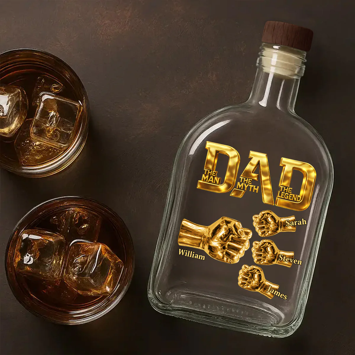 Dad The Man The Myth The Legend - Personalized Whiskey Bottle - Image 4