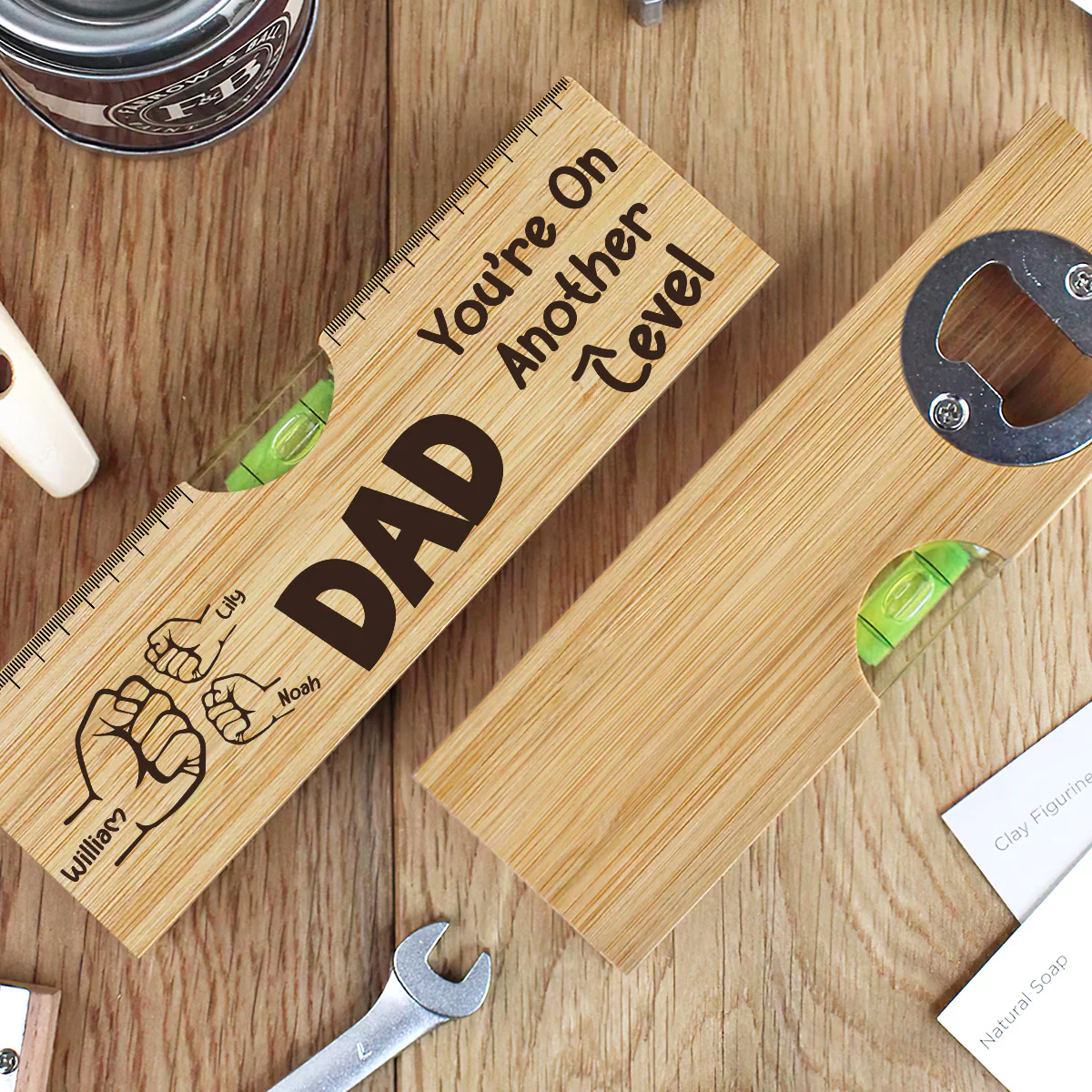 Dad You’re On Another Level - Personalized Wooden Spirit Level Bottle Opener - Image 3