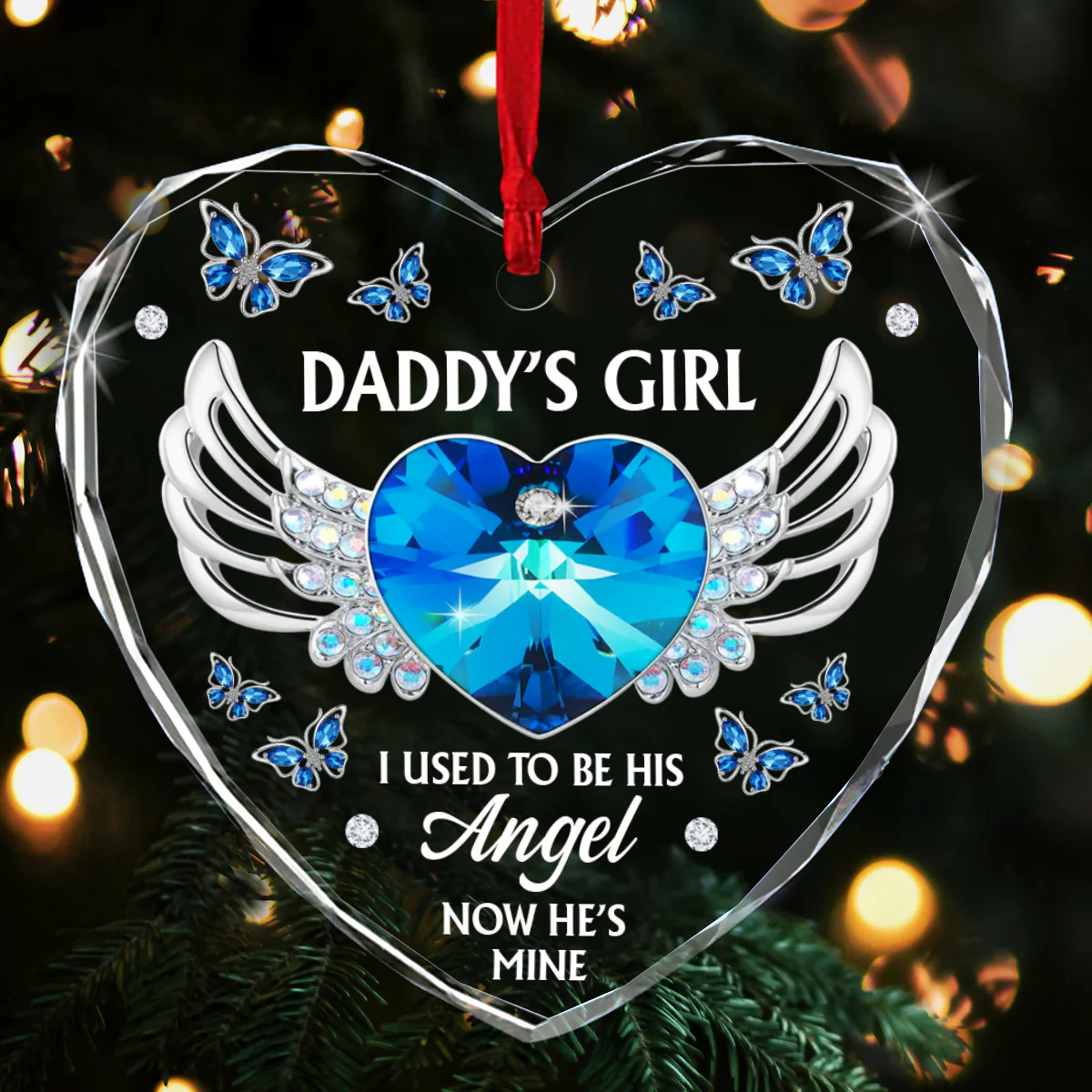 Daddy's Girl -  Heart Shaped Glass Ornament