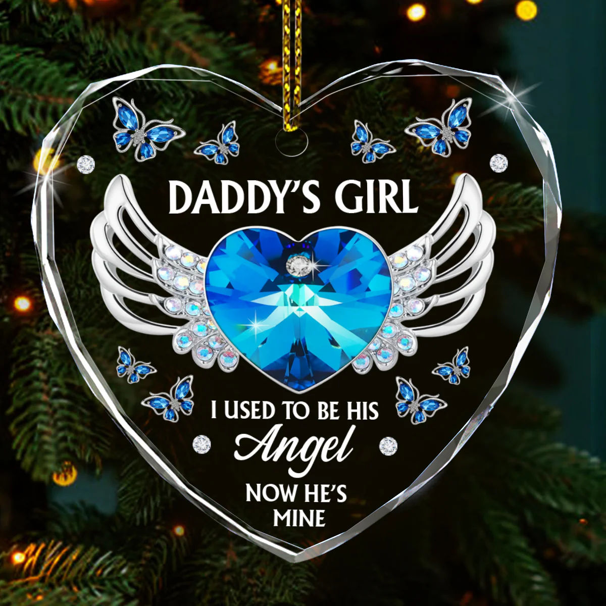 Daddy's Girl -  Heart Shaped Glass Ornament - Image 2
