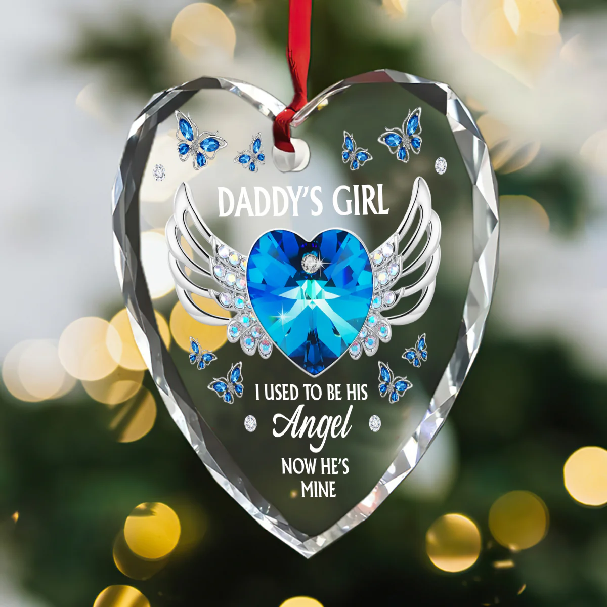 Daddy's Girl -  Heart Shaped Glass Ornament - Image 3