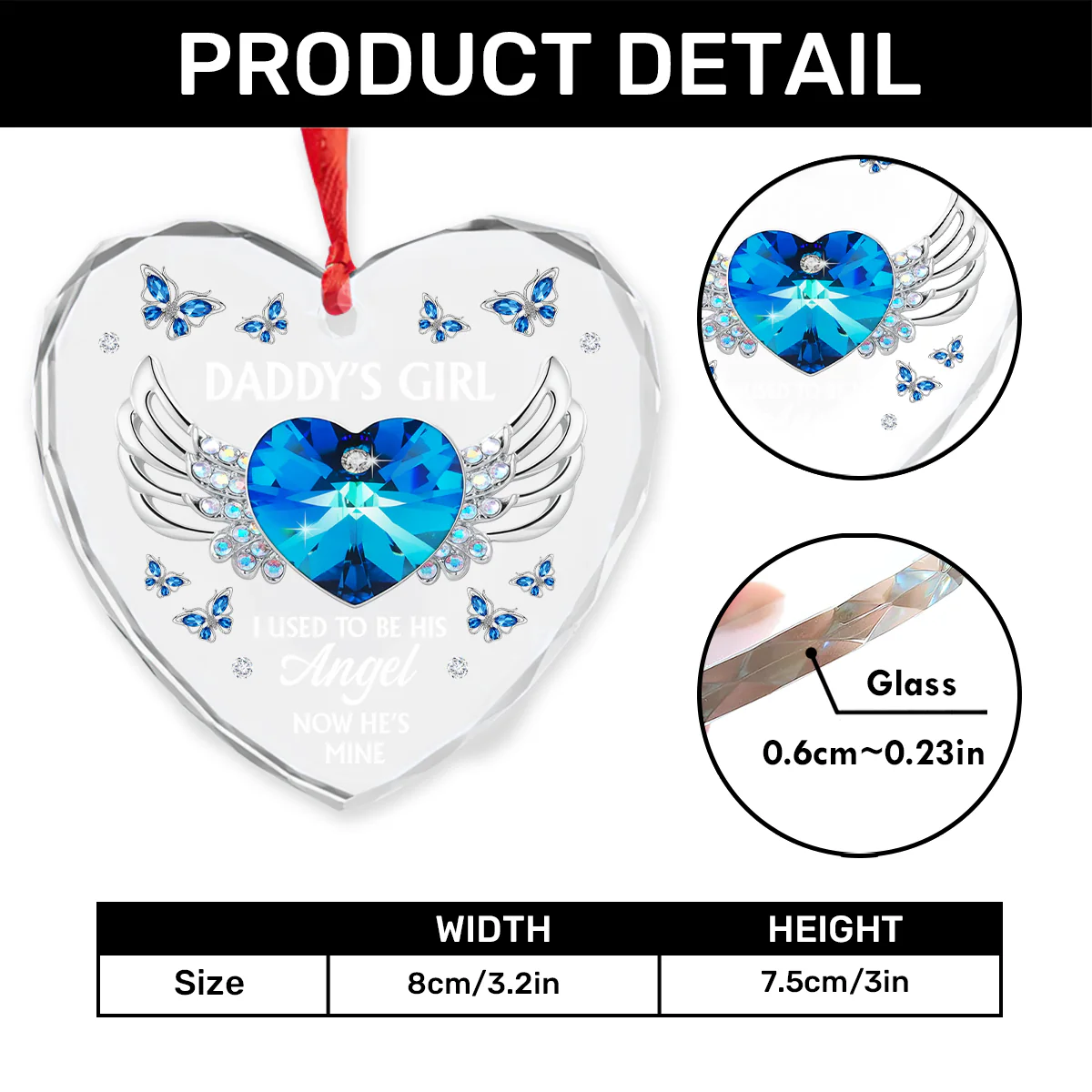 Daddy's Girl -  Heart Shaped Glass Ornament - Image 4