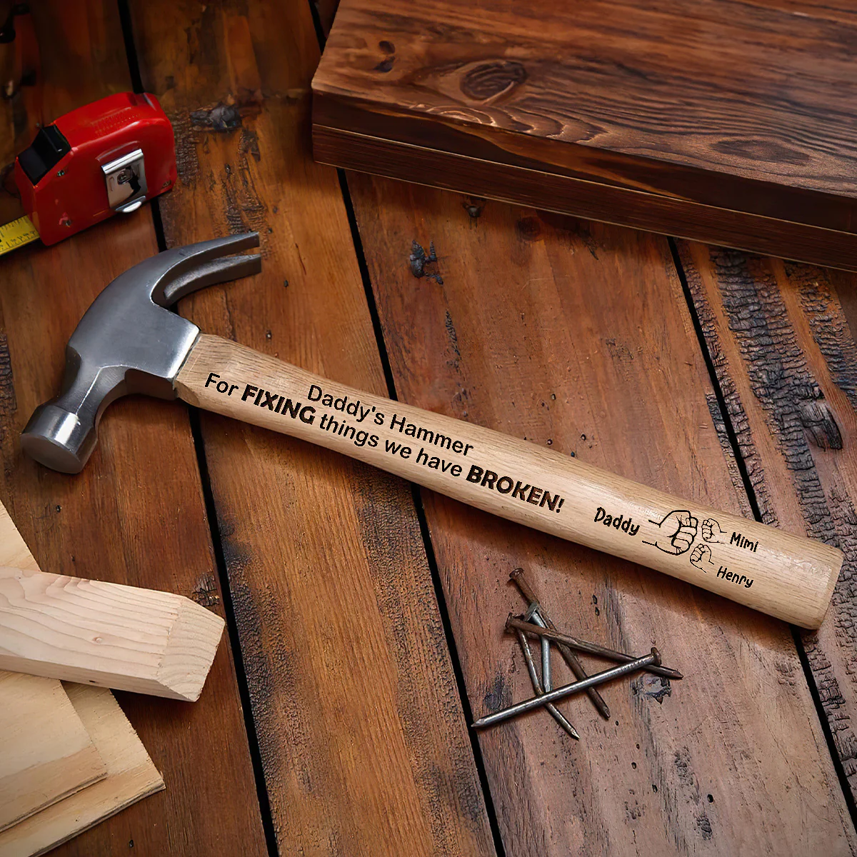 Daddy's Hammer For Fixing Things We Broke - Personalized Wooden Hammer - Image 4