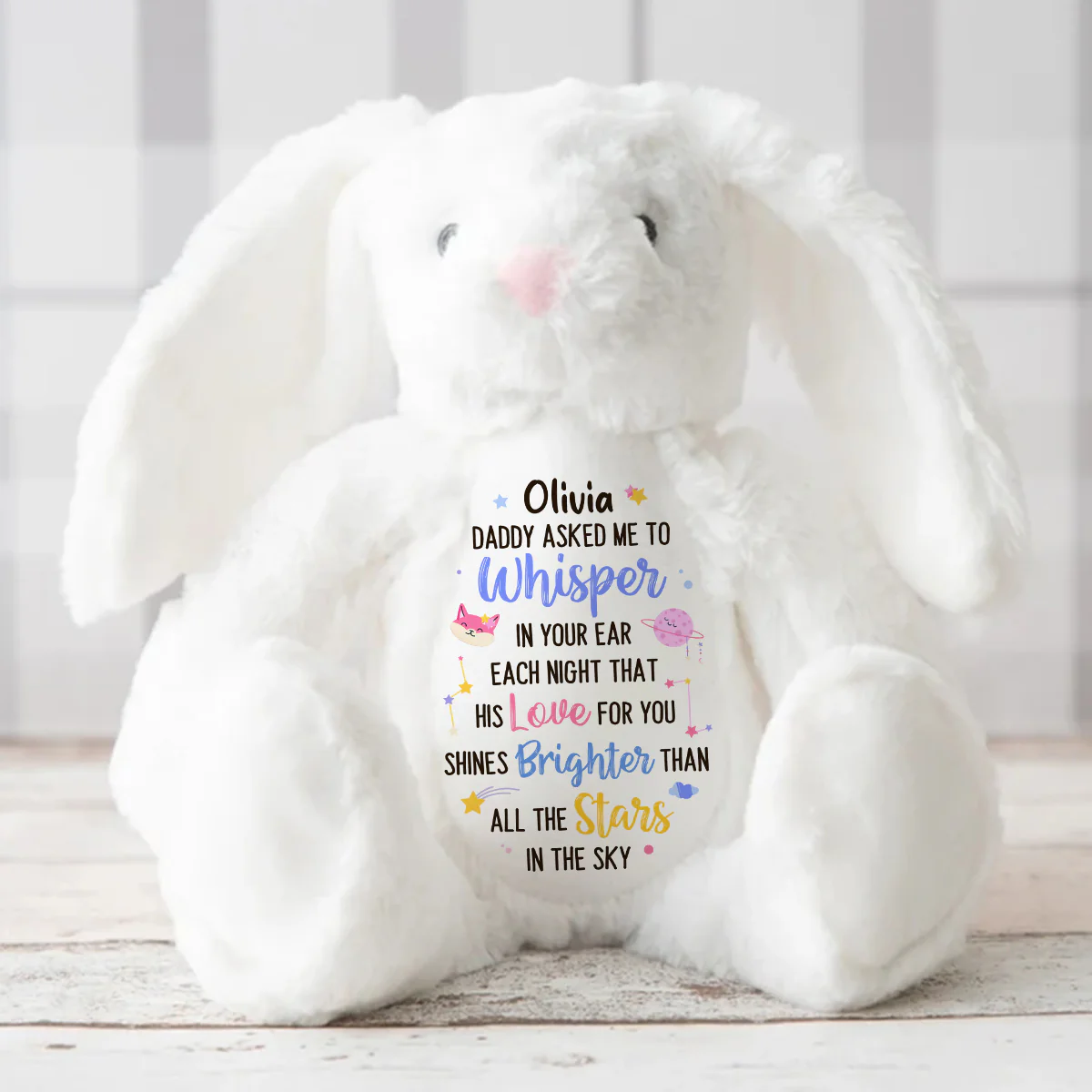 Daddy's Love - Personalized Stuffed Bunny - Image 3