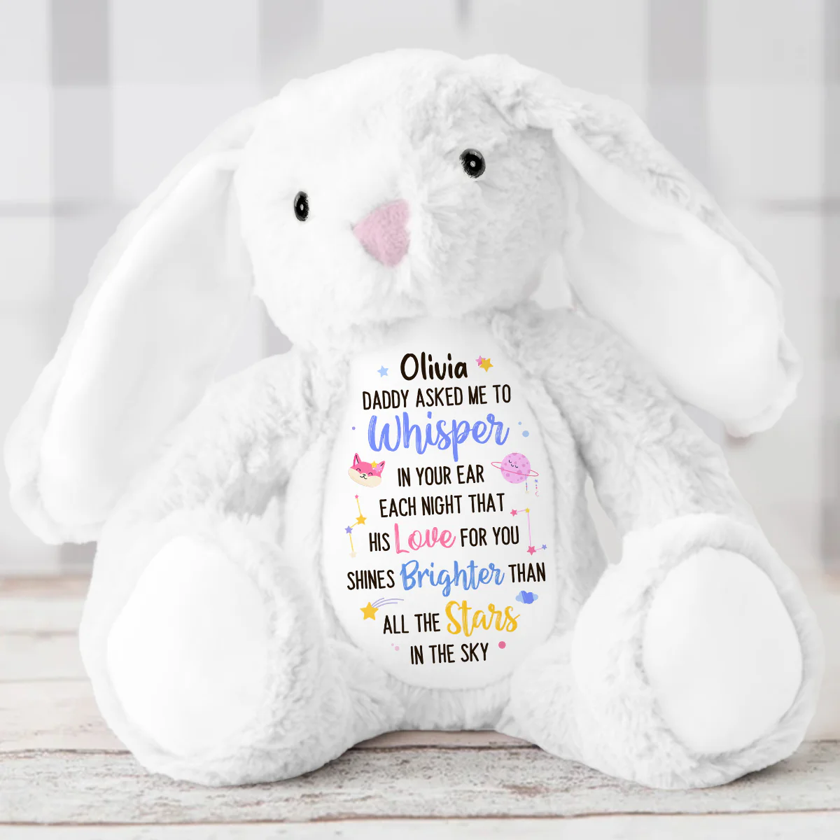 Daddy's Love - Personalized Stuffed Bunny - Image 5