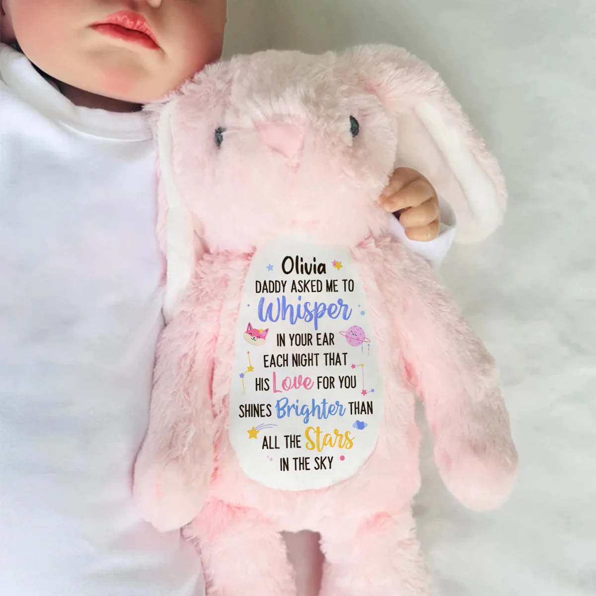 Daddy's Love - Personalized Stuffed Bunny - Image 6