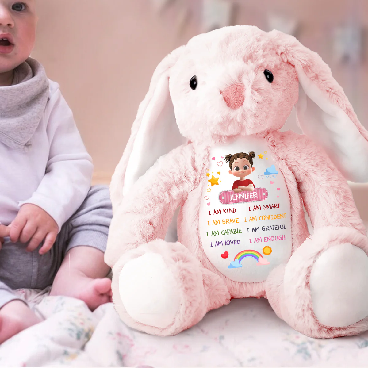 Daily Affirmation - Personalized Stuffed Bunny - Image 3