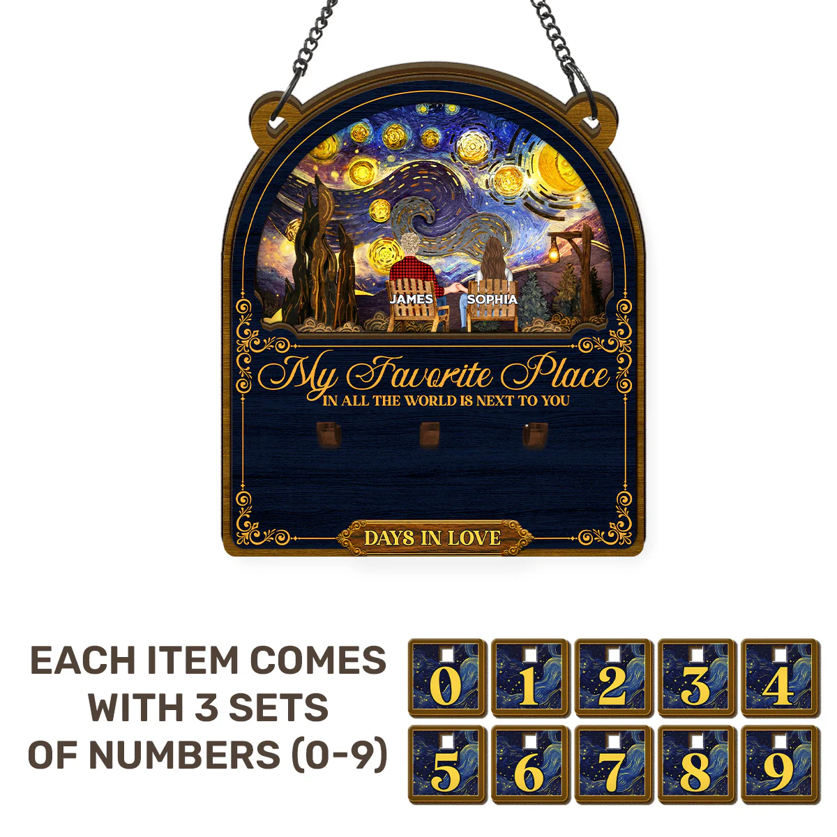 Days In Love My Favorite Place In All The World Is Next To You Gift For Couple - Personalized Tracker Sign - Image 6