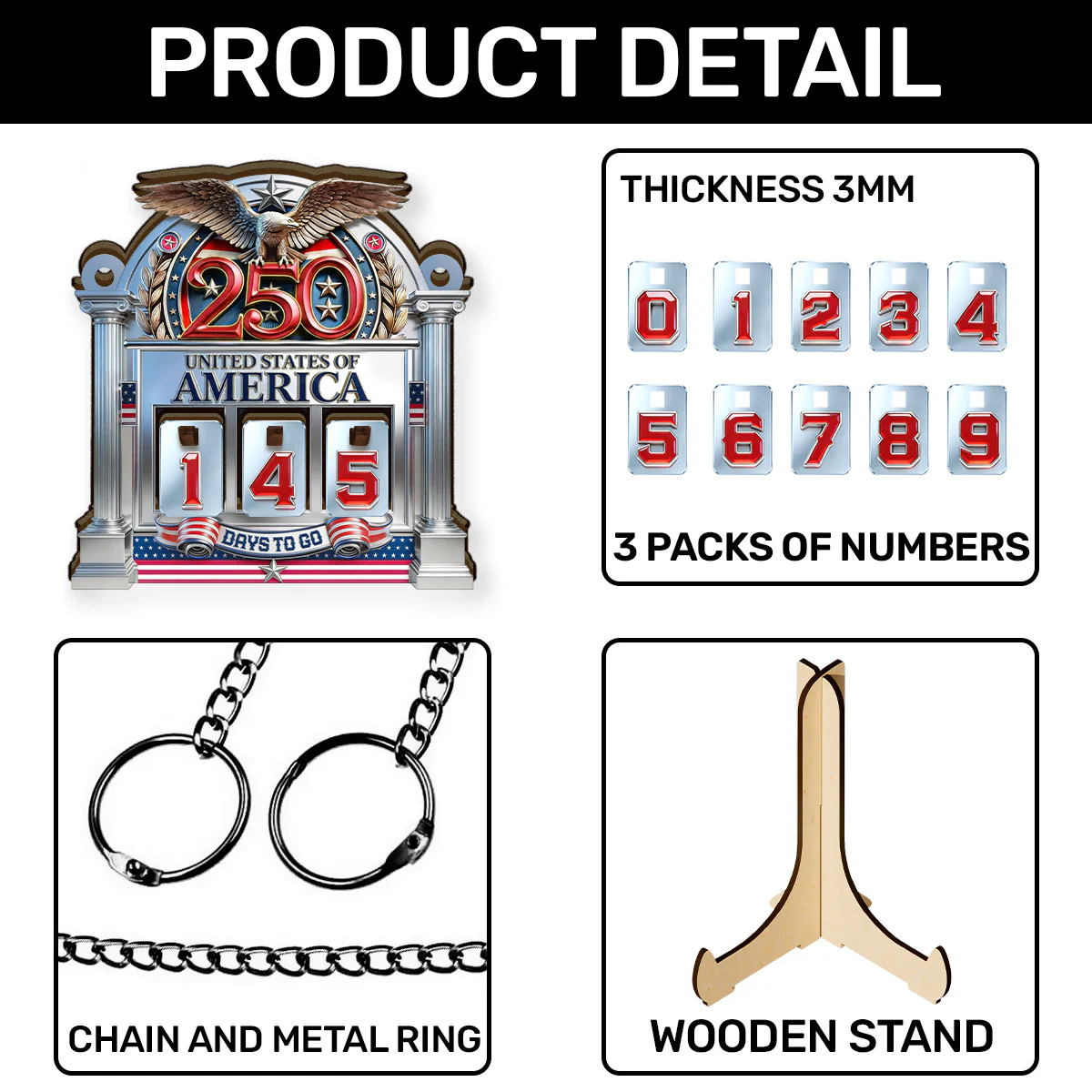 Days Until 250th Anniversary - Personalized Tracker Sign - Image 7
