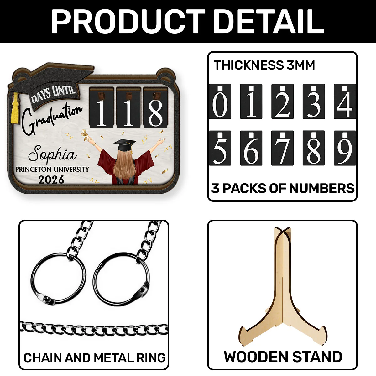 Days Until Graduation - Personalized Tracker Sign - Image 7