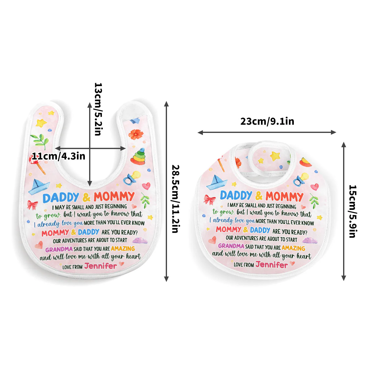 Dear Mommy And Daddy - Personalized Baby Bib - Image 4