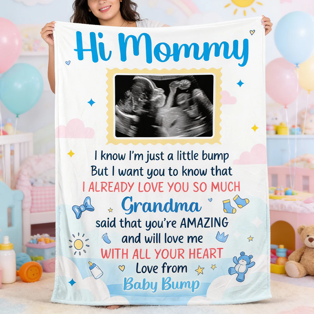 Dear Mommy I Love You - Personalized Fleece Blanket
