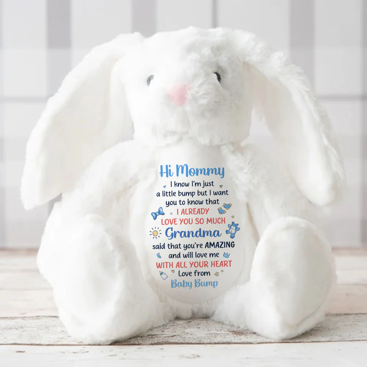 Dear Mommy I Love You - Personalized Stuffed Bunny - Image 3