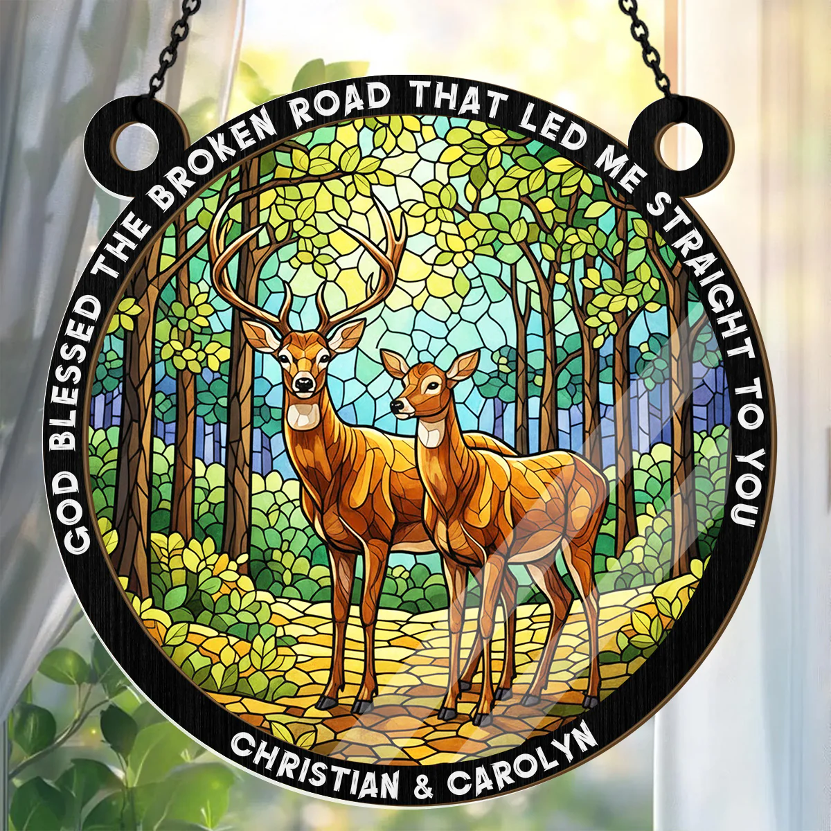 Deer Couple - Personalized Window Hanging Suncatcher - Image 5
