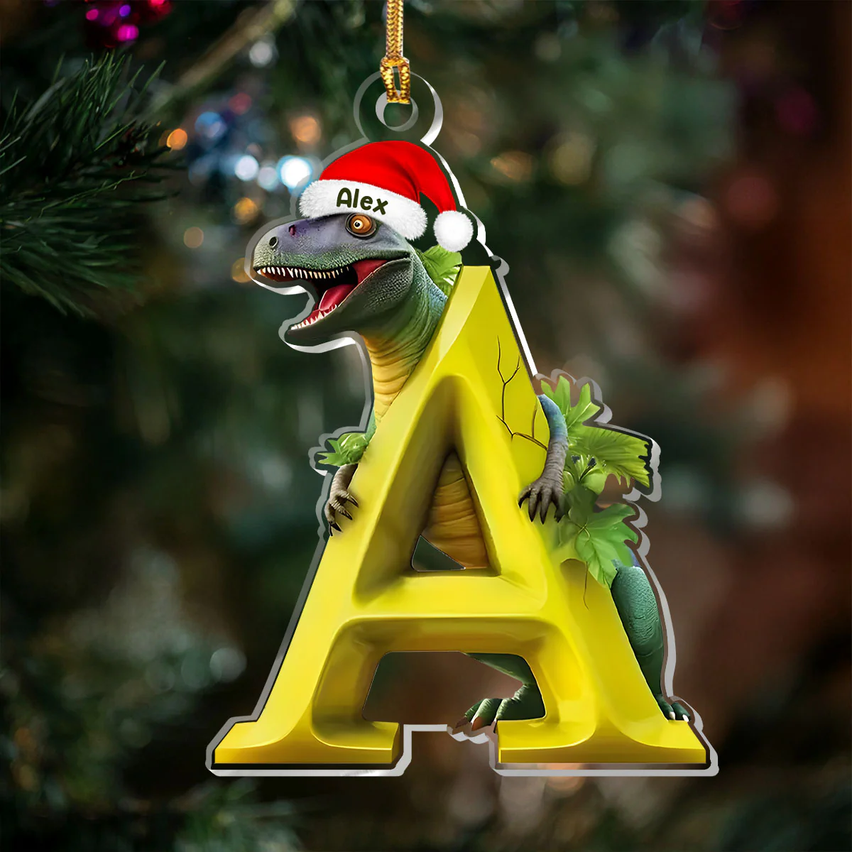Dino Alphabet  - Personalized 1-Layer Acrylic Ornament - Image 3