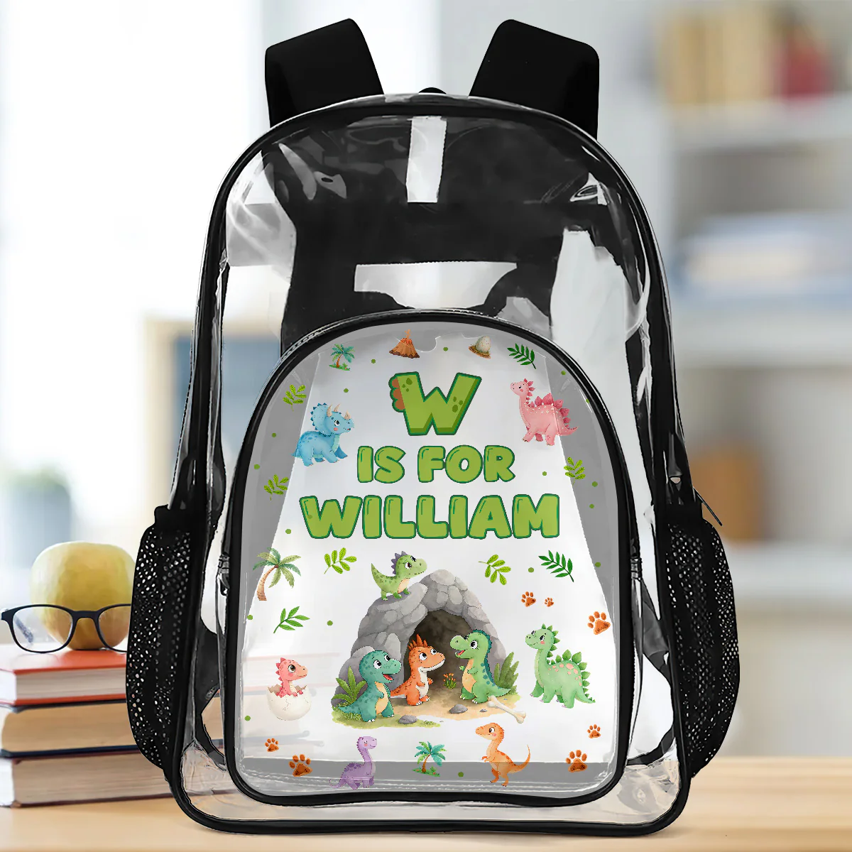 Dinosaur Kid's Name - Personalized Clear Backpack