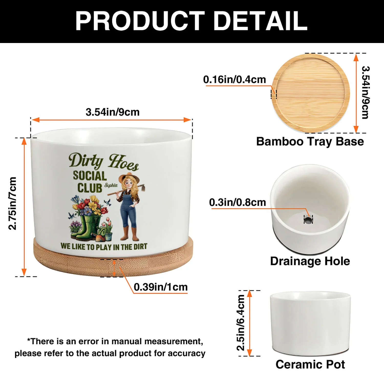 Dirty Hoes Garden Society We Thrive Where Others Wilt - Personalized Ceramic Plant Pot With Tray - Image 6