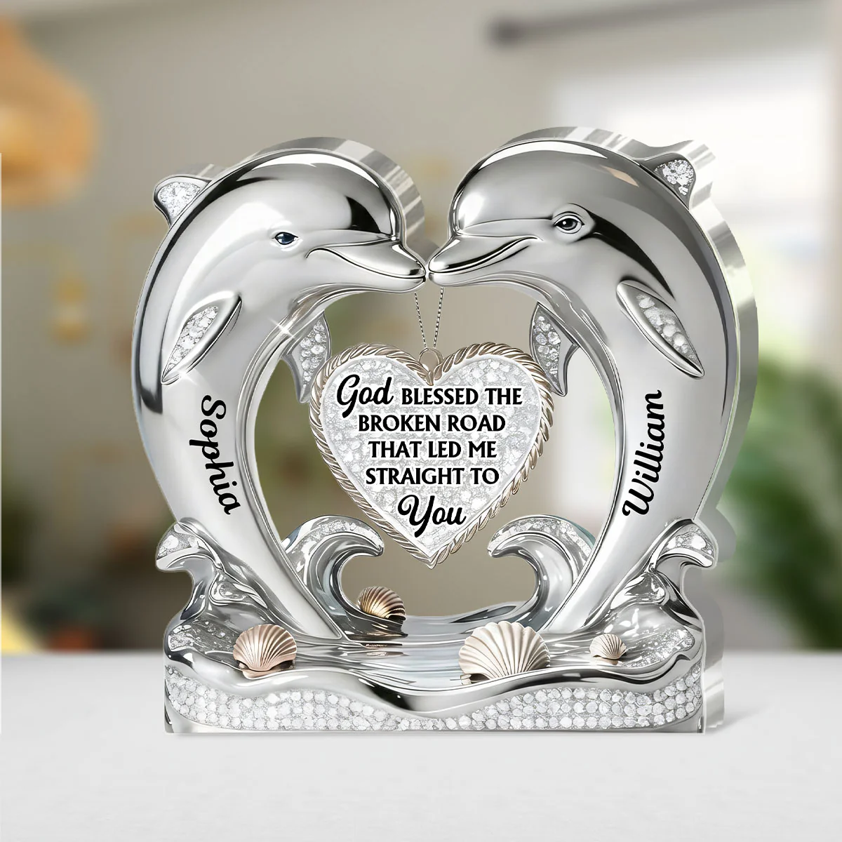 Dolphin Love Story Keepsake - Personalized Custom Shaped Acrylic Plaque - Image 4