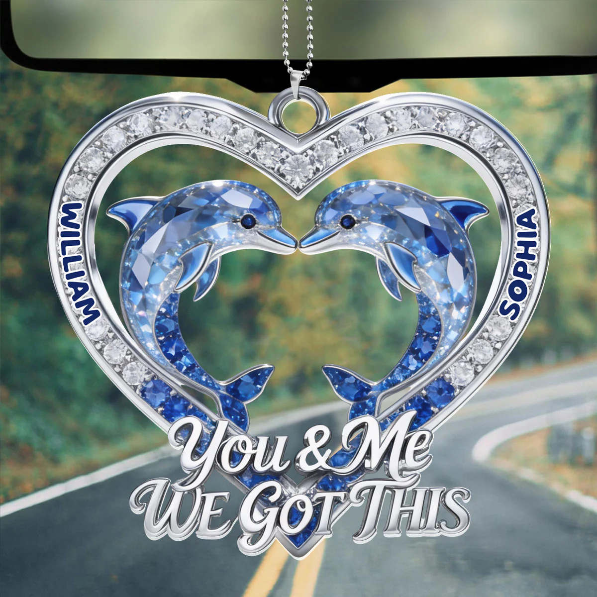 Dolphin You And Me We Got This - Personalized Car Acrylic Hanging Ornament - Image 2