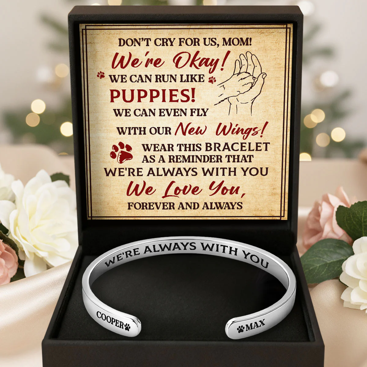 Don’t Cry For Me Mom - Personalized Cuff Bangle Bracelet With Box