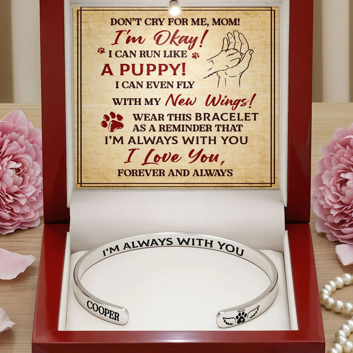 Don’t Cry For Me Mom - Personalized Cuff Bangle Bracelet With Box - Image 2