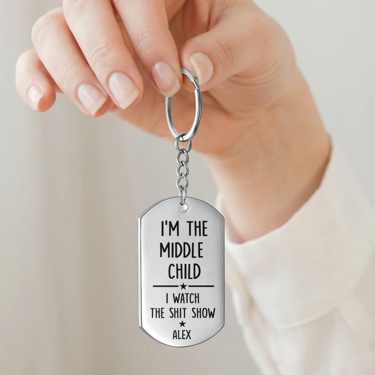 Don't Do Stupid Shit - Personalized Stainless Steel Keychain - Image 4