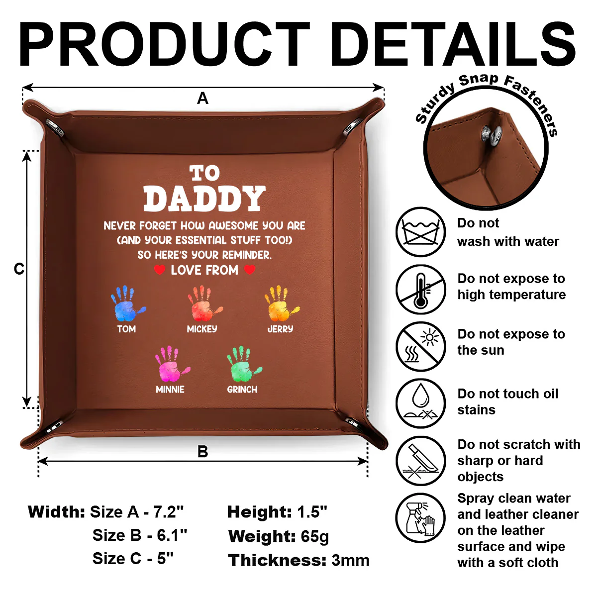 Don't Forget How Awesome You Are Daddy - Personalized Leather Valet Tray - Image 6