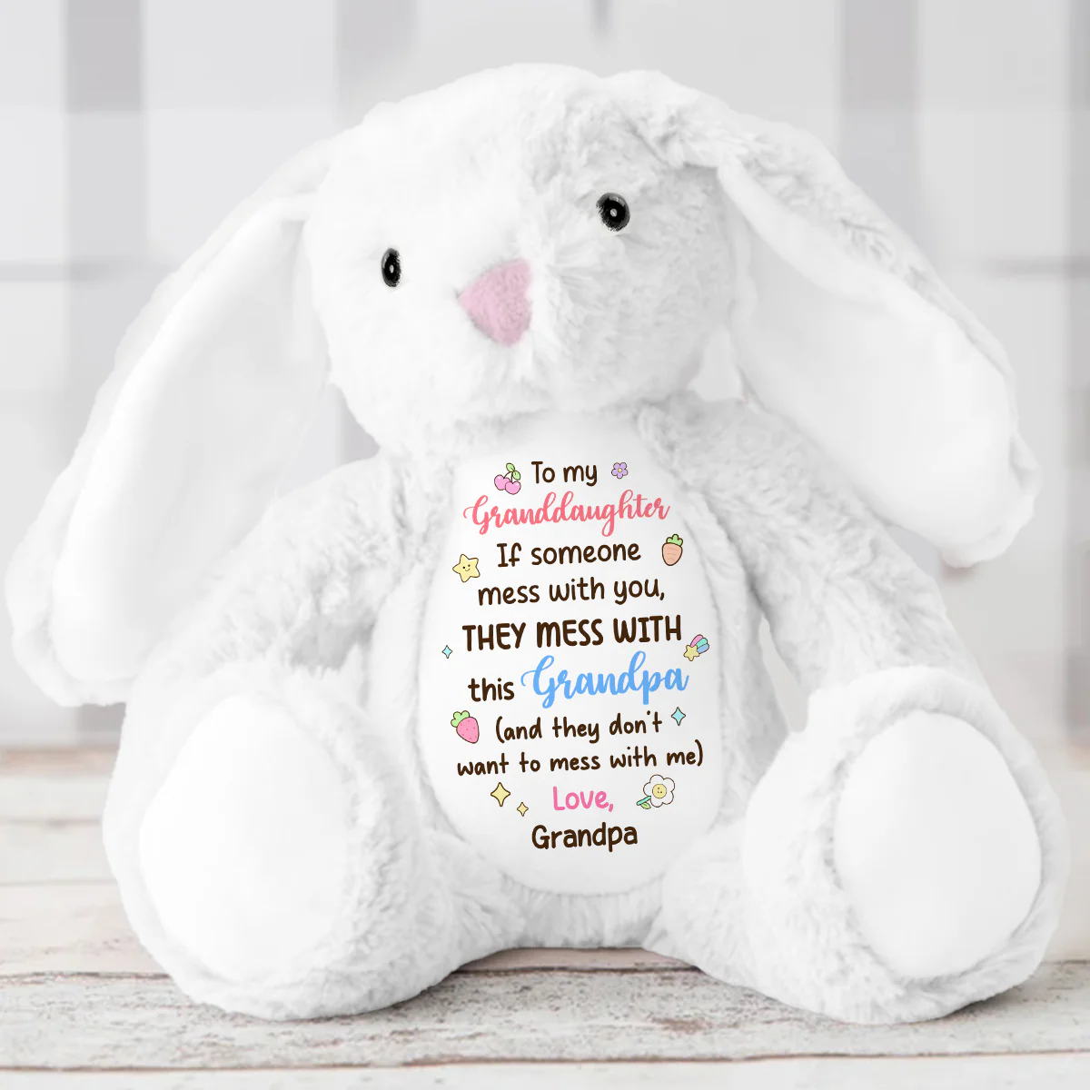 Don't Mess With My Grandpa - Personalized Stuffed Bunny - Image 5