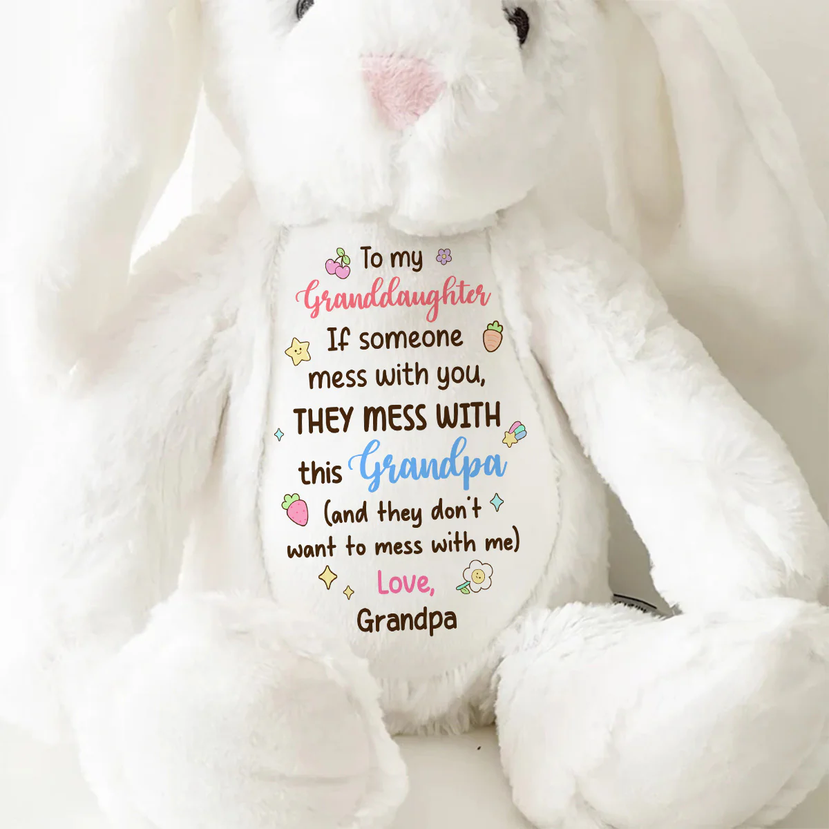Don't Mess With My Grandpa - Personalized Stuffed Bunny - Image 9