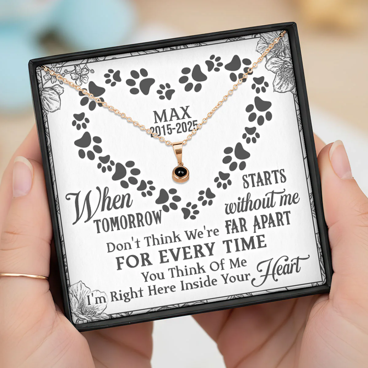 Don't Think We're Far Apart - Personalized Photo Projection Necklace - Image 2