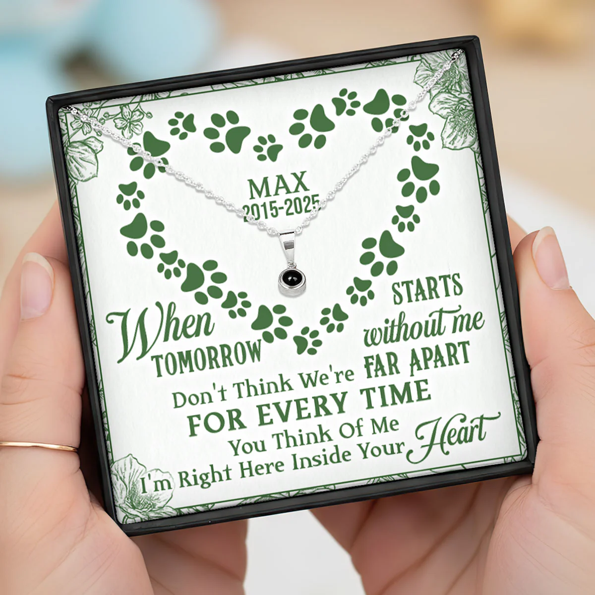 Don't Think We're Far Apart - Personalized Photo Projection Necklace - Image 3