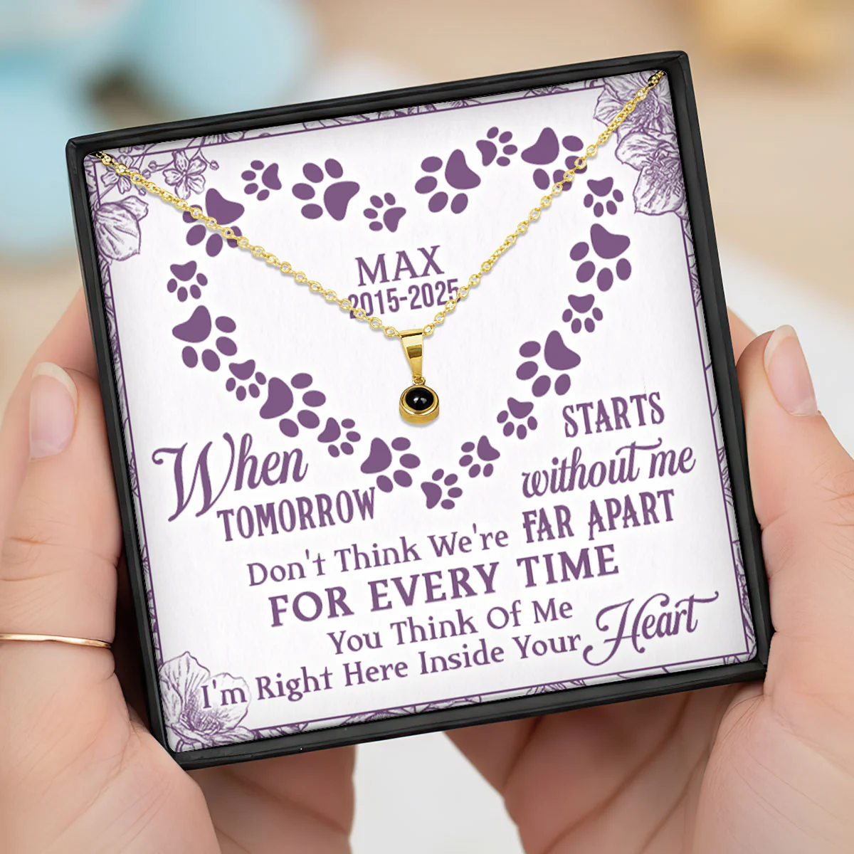 Don't Think We're Far Apart - Personalized Photo Projection Necklace - Image 4