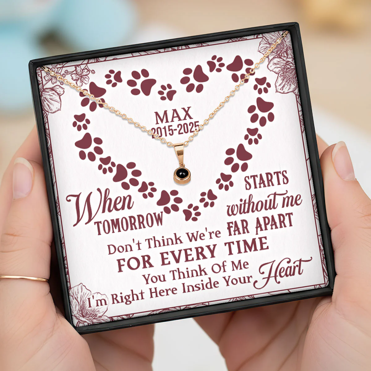 Don't Think We're Far Apart - Personalized Photo Projection Necklace - Image 5