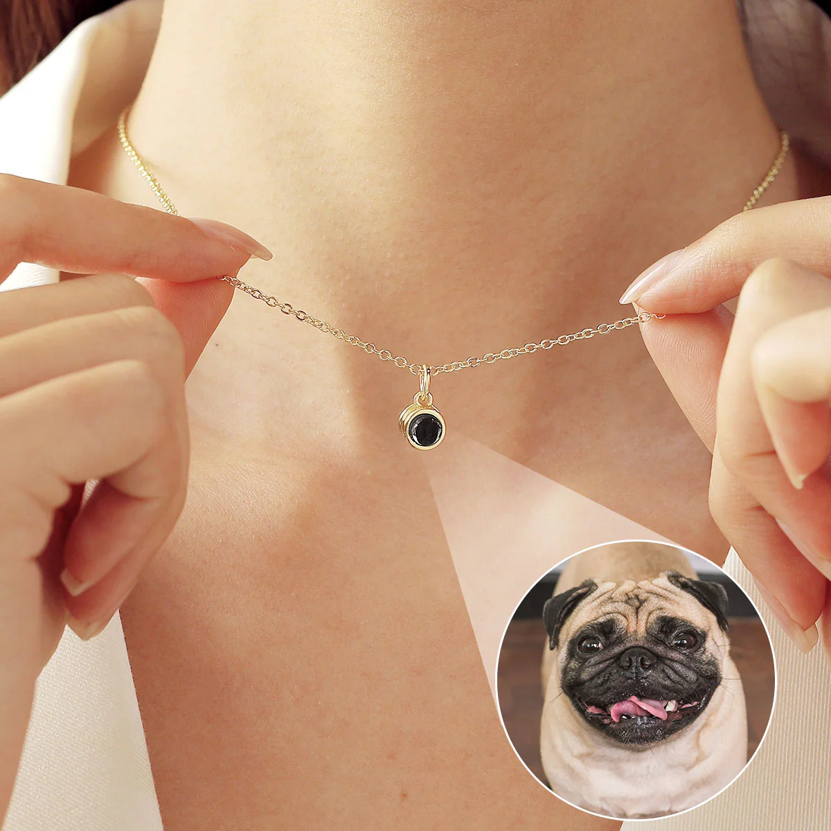 Don't Think We're Far Apart - Personalized Photo Projection Necklace - Image 6