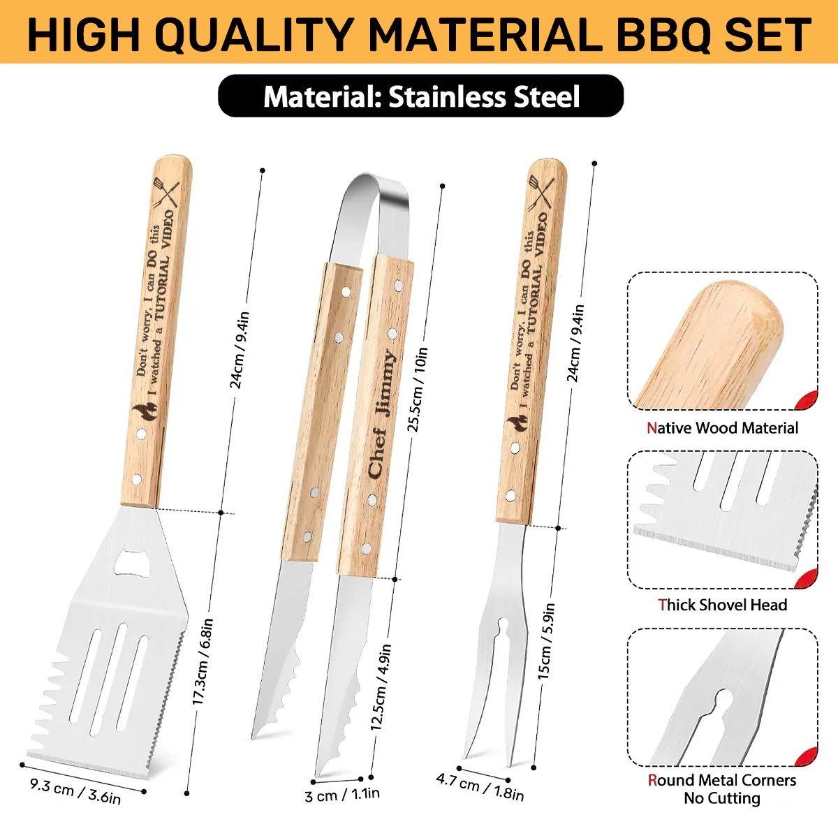 Don't Worry I Watched A Tutorial Video - Personalized BBQ Spatula Or Tool set - Image 7