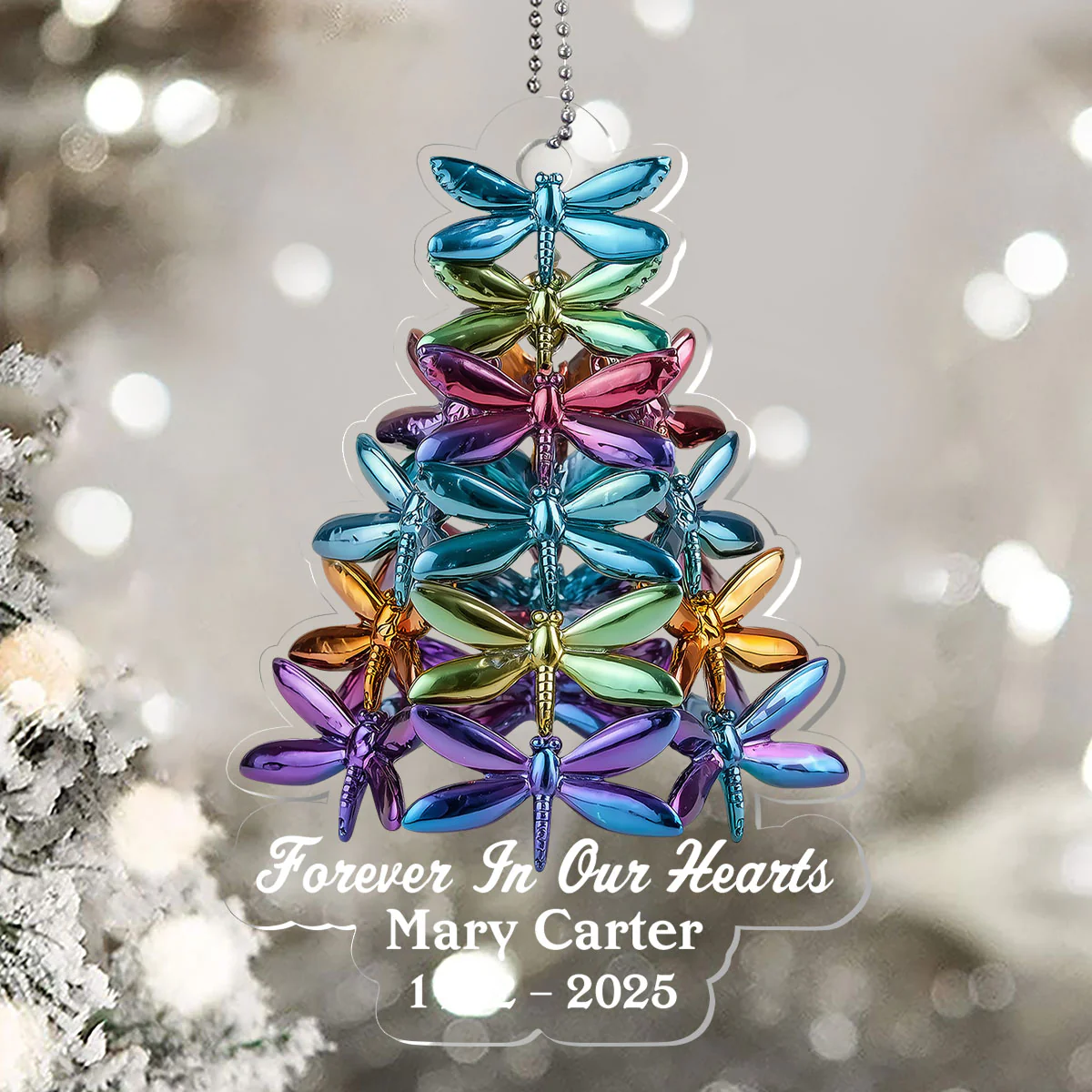 Dragonfly Christmas Tree - Personalized 1-Layer Acrylic Ornament - Image 5