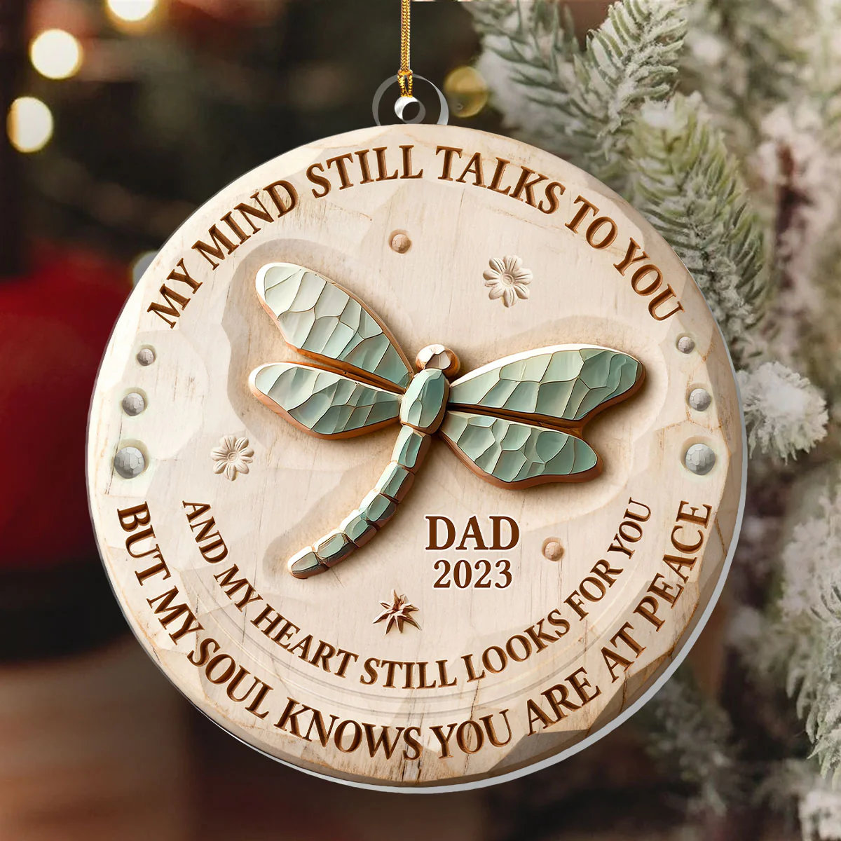 Dragonfly My Mind My Heart My Soul - Personalized 1-Layer Acrylic Ornament - Image 6