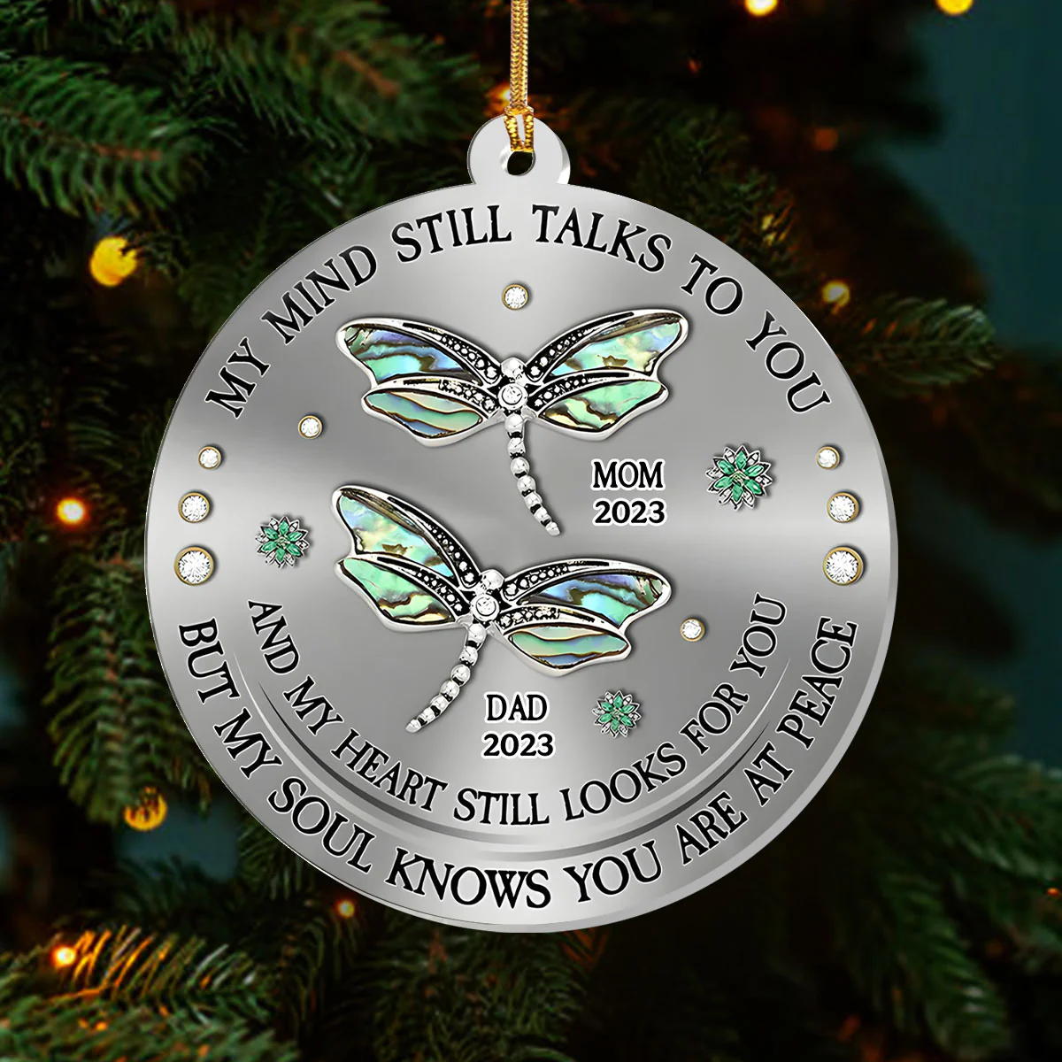 Dragonfly My Mind My Heart My Soul - Personalized 1-Layer Acrylic Ornament - Image 3