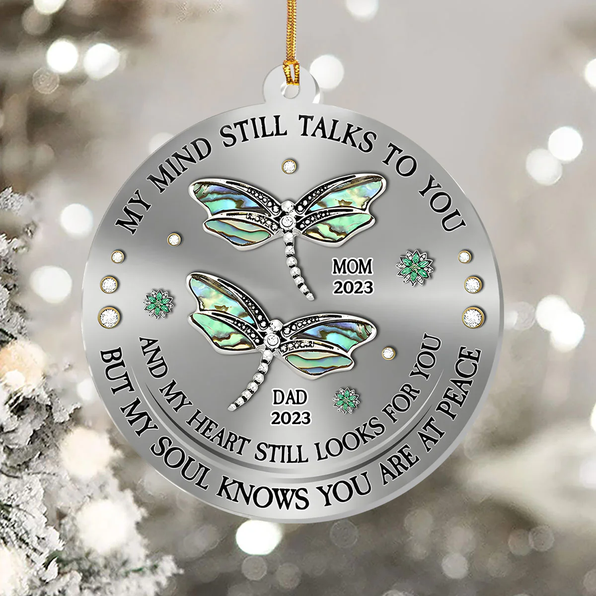 Dragonfly My Mind My Heart My Soul - Personalized 1-Layer Acrylic Ornament - Image 5