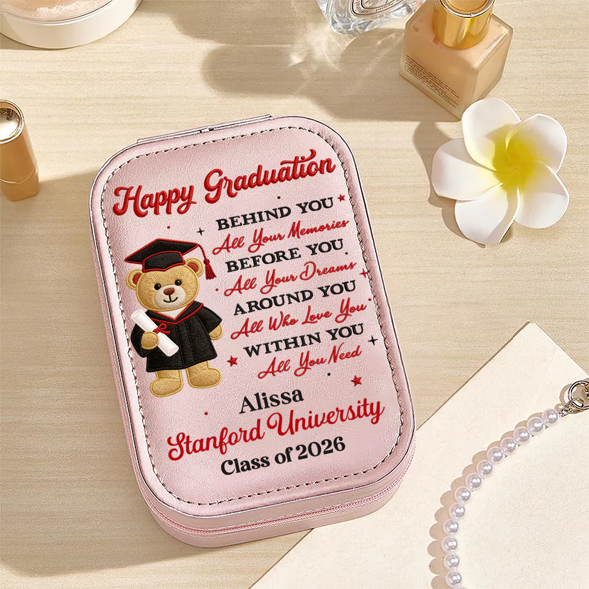 Dream Big, Little Grad - Personalized Custom Jewelry Box With LED Mirror - Image 3
