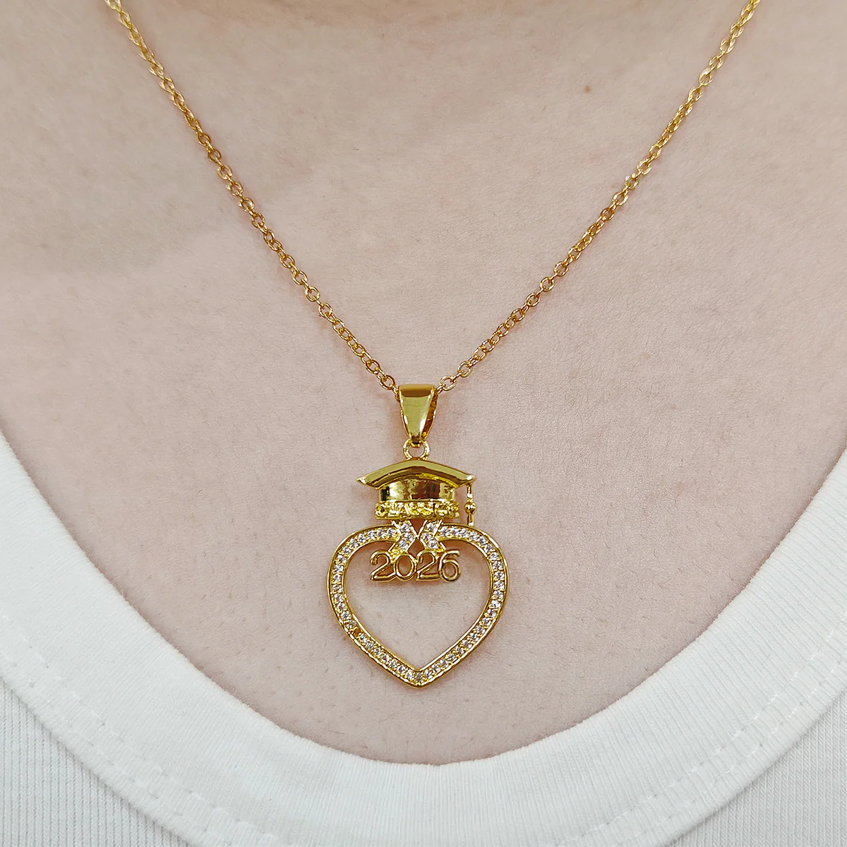 Dreams, Love, And Memories - Personalized Grad Cap Heart Necklace With Box & Card 2026 - Image 5