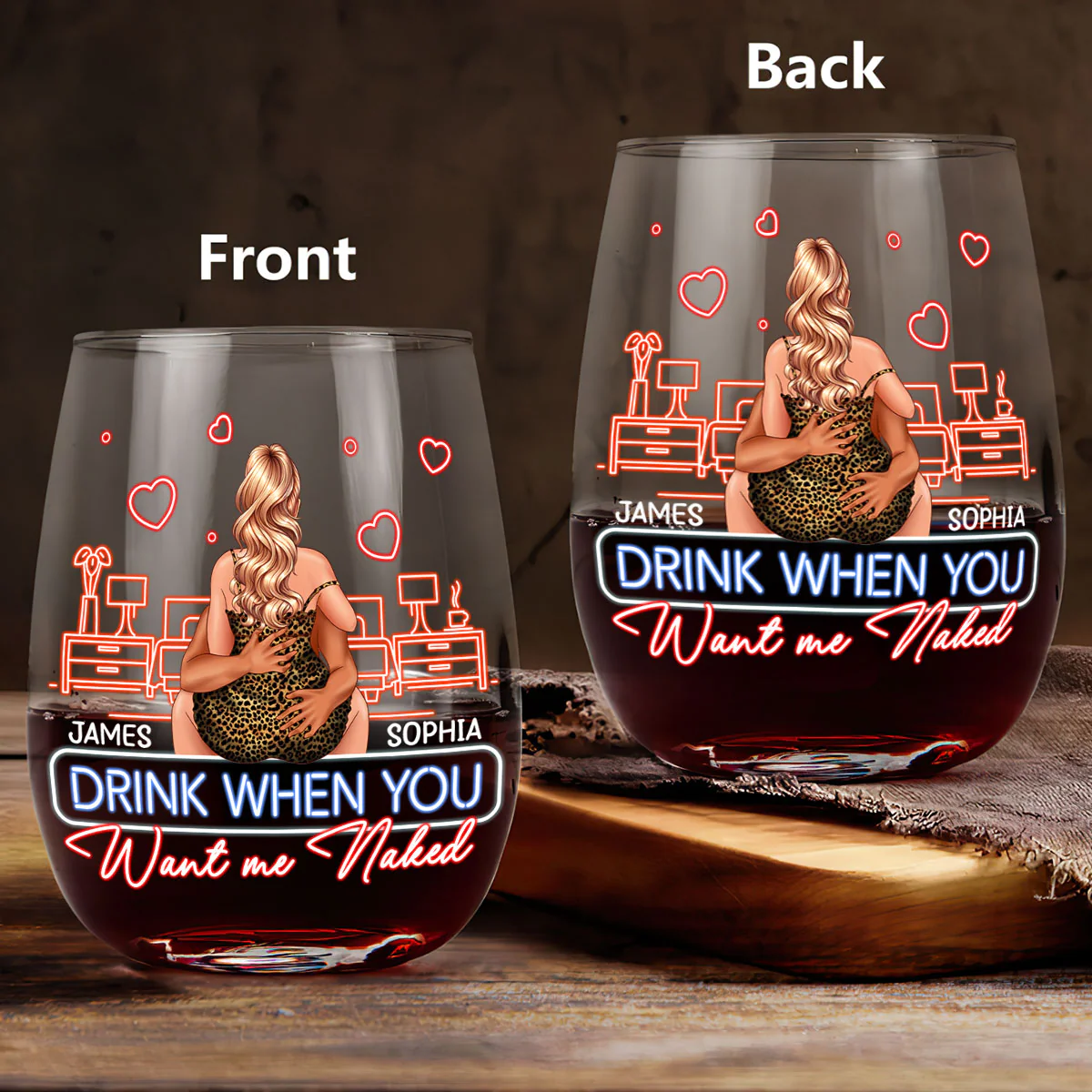 Drink It - Personalized Stemless Wine Glass - Image 3