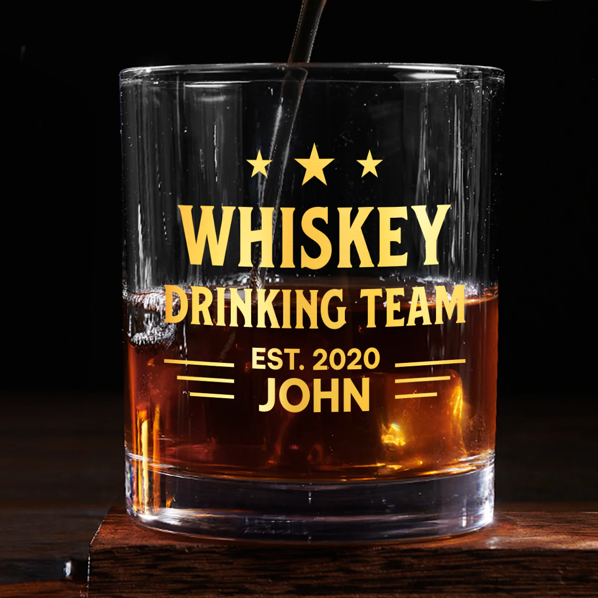 Drinking Team Forever - Personalized Round Whiskey Glass