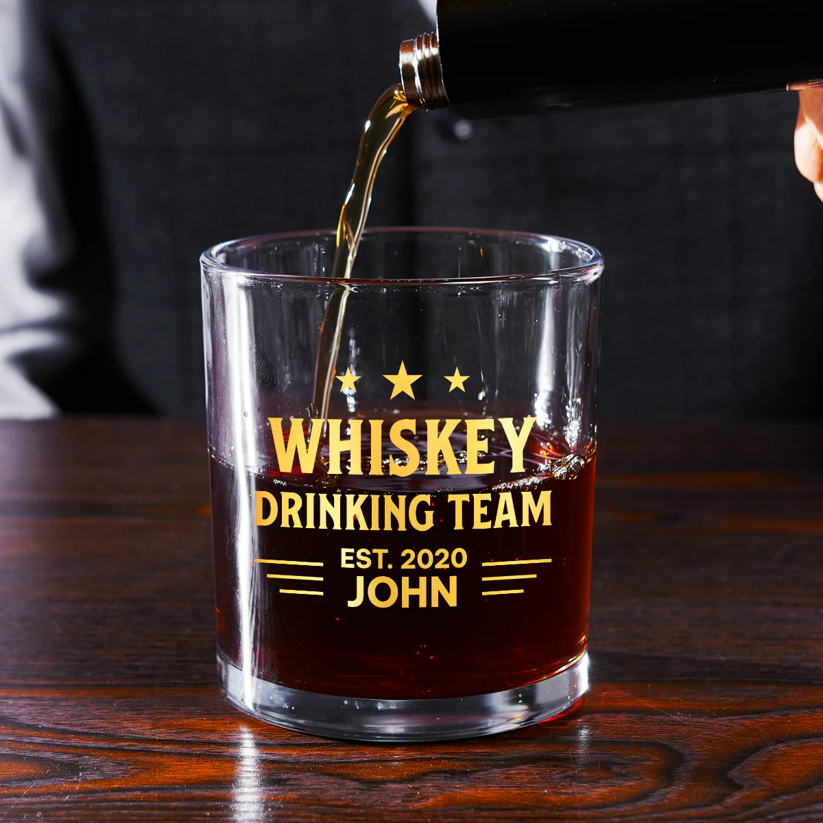 Drinking Team Forever - Personalized Round Whiskey Glass - Image 2