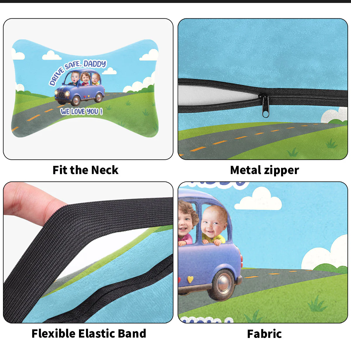 Drive Safe Daddy - Personalized Car Headrest Pillow - Image 4