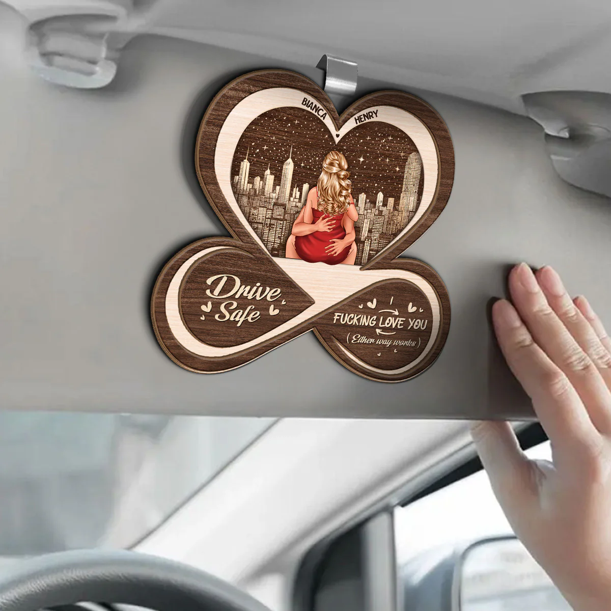 Drive Safe I F*Cking Love You - Personalized Car Visor Clip - Image 3
