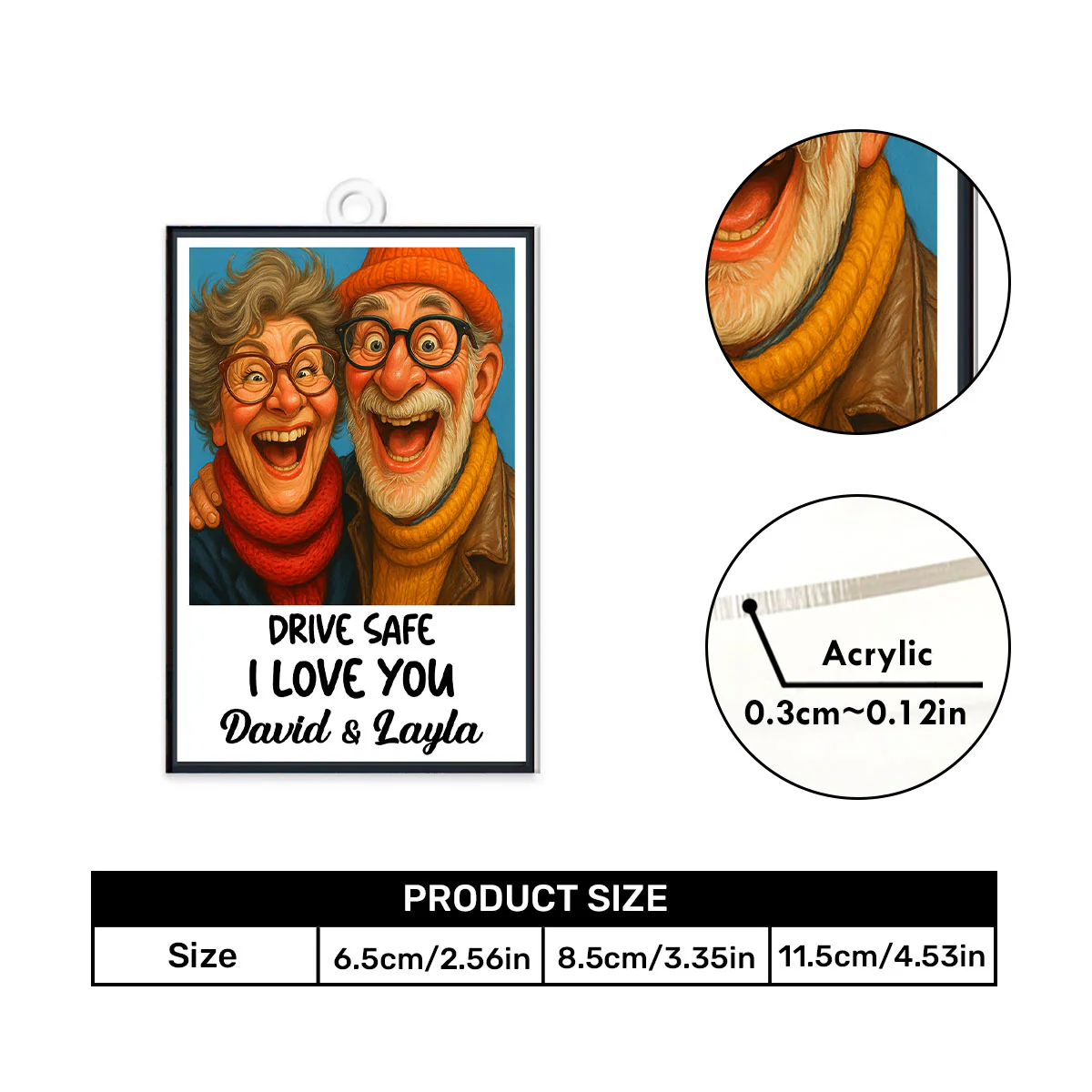 Drive Safe I Love You - Personalized Car Acrylic Hanging Ornament - Image 5